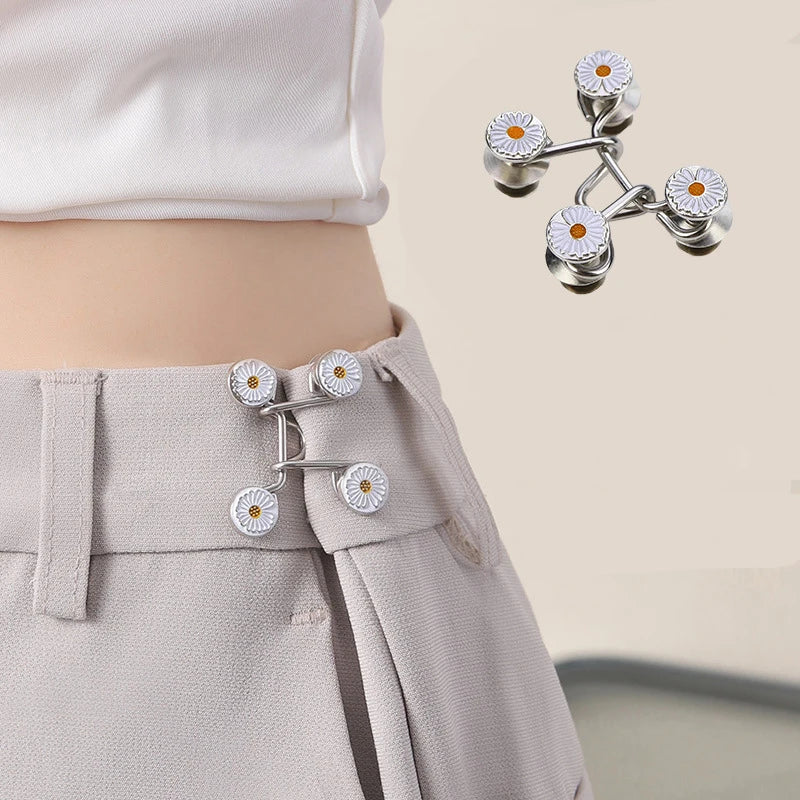 2pcs Skirt Pants Tighten Waist Brooches Jeans Adjustable Waist Clip Button Pearl Women's Brooch Set DIY Clothing Accessories