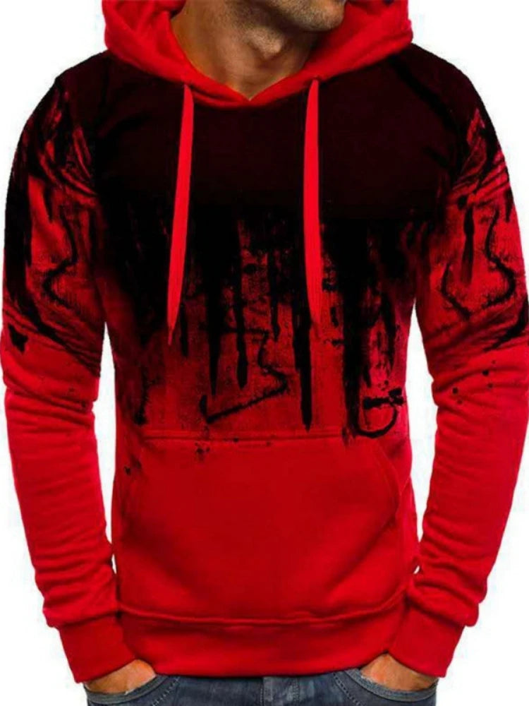 Gradient Print Men's Pullover Hooded Sweatshirt Spring Autumn Daily Fitness Sportswear Fashion Casual Hoodies Loose Clothing